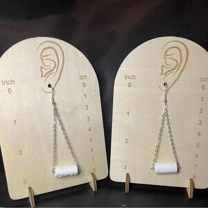 Chic Silver and White Chain Earrings